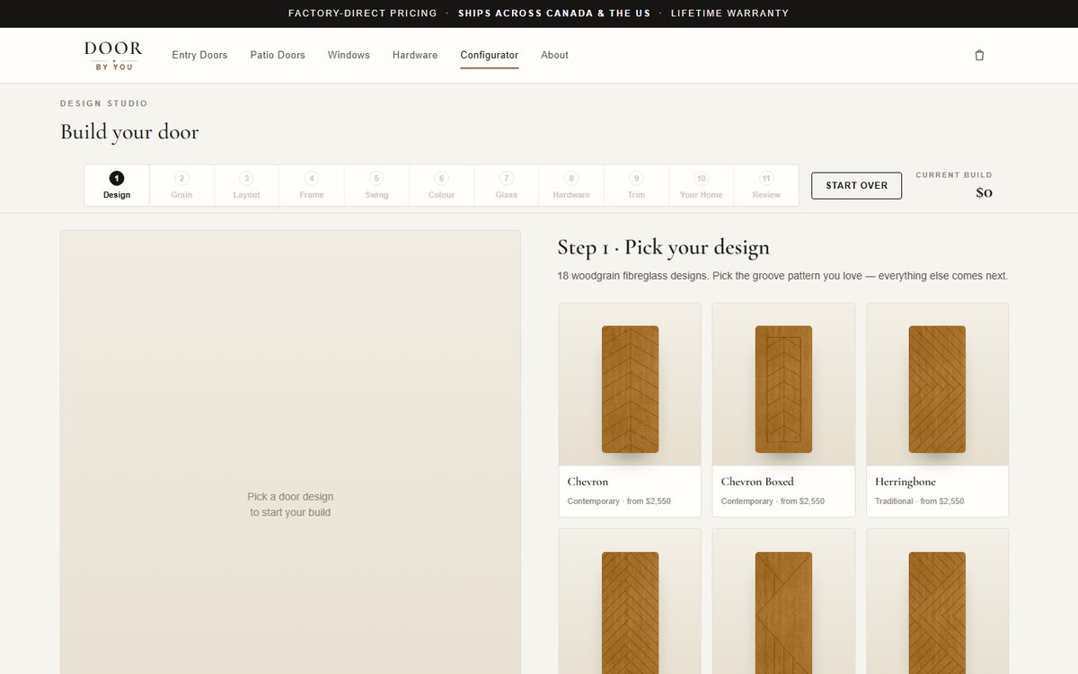 doorbyyou entry door configurator